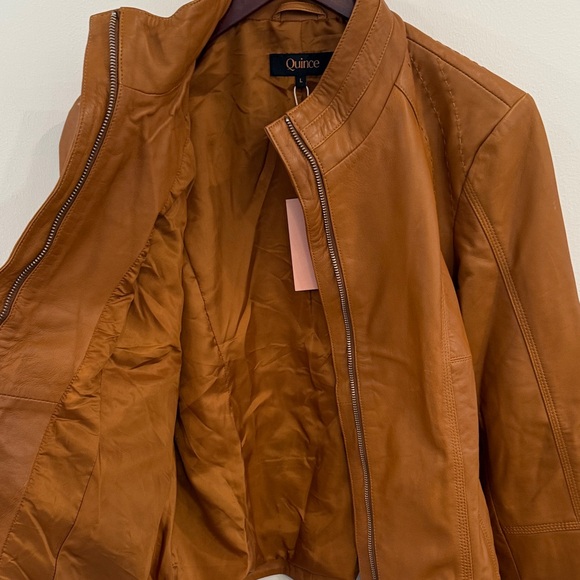 Quince Women's Stand Collar Leather Jacket - Picture 7 of 12